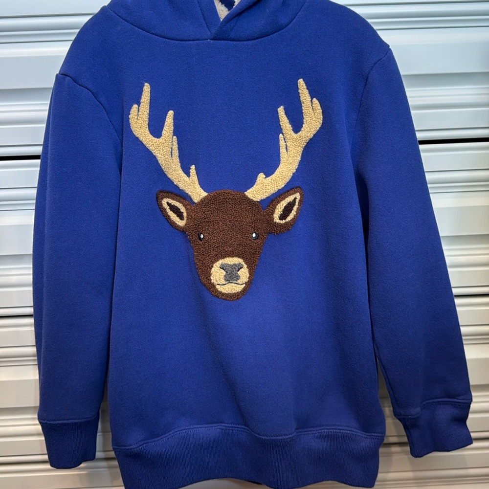 Mini Boden Boys Hoodie Sweatshirt with Reindeer